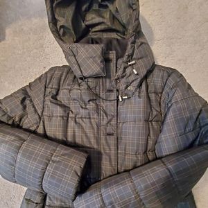 RFT RAINFOREST Women's Hoodie Puffer  Jacket Black Plaid Size Extra Large